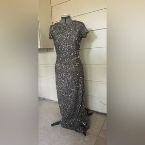 Adrianna Papell silver Sequin Evening dress wedding